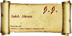 Jakó János névjegykártya
